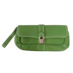 Matrix Faux Leather Wristlet Clutch Silver Tone Hardware Flap with Clasp Closure